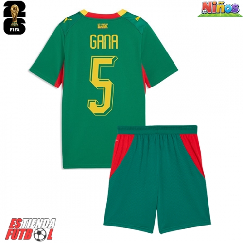 Senegal Idrissa Gueye #5 Segunda Equipación Niños Mundial 2026 Manga Corta (+ Pantalones cortos)